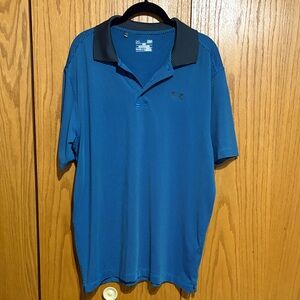 Under Armour men’s L heat gear striped polo golf athletic loose fit shirt